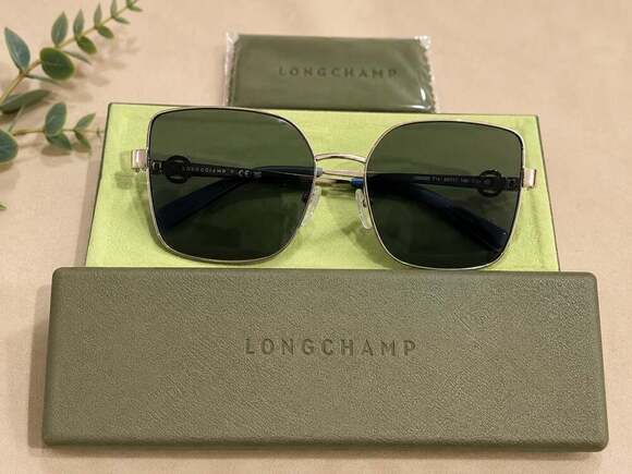 Longchamp LO181S Silver Square Sunglasses Gray Lens Designer Eyewear main image 4